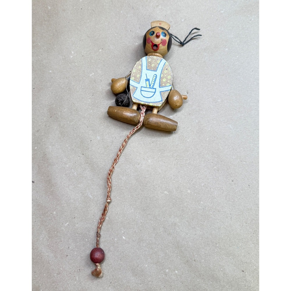 Vintage Austrian Wooden Jumping Jack Nurse Toy Hand Painted Folk Art Austria